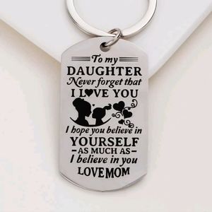 To My Daughter Letter Graphic Keychain